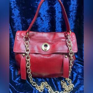 YSL Yves Saint Laurent tote or Shoulder Bag Red Leather Trim with COA